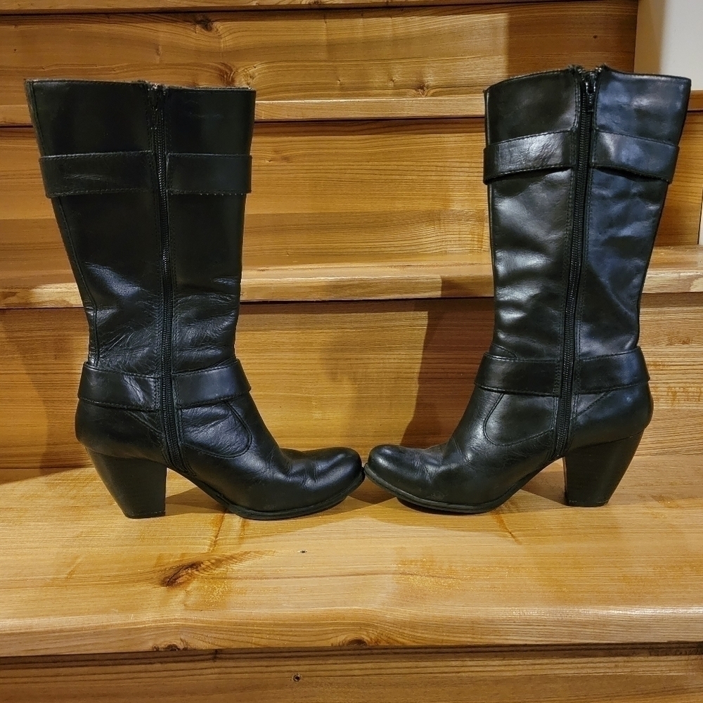 BOC Born Concept black heeled mid calf boot with buckles 6.5 women - Picture 5 of 14